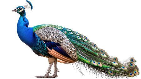 peacock on isolated white background.の素材
