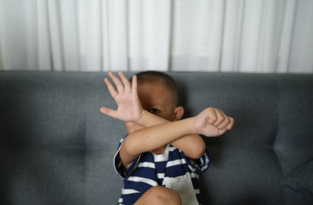Stop abusing violence, Children violence and abused conceptの写真素材
