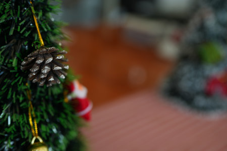 Coffee shop decorated with Christmas tree 2024の写真素材