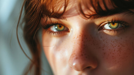 Closeup on young woman with inflamed eyes.の素材