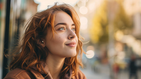 Confident young woman looking forwardの素材