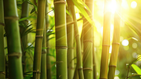 many bamboo stalks and light beamの素材