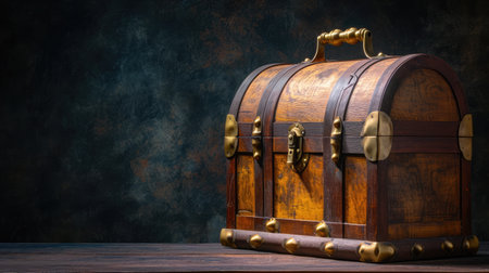 Wooden treasure chest on dark background --ar 16:9 --v 6 Job ID: f6e499df-d427-42e0-a809-1cba930186c2の素材