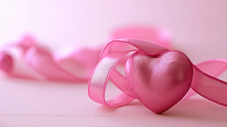 pink ribbon and heartの素材