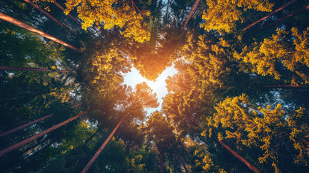 spring forest trees in the center of the heart on Valentine's Dayの素材