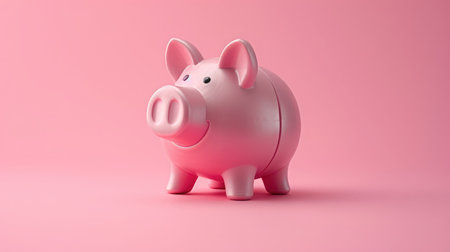 Pink piggy bank on pink background. Money and business.の素材