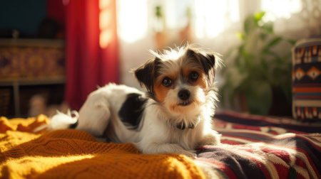 Small cute dog at homeの素材