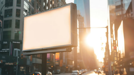 Billboard canvas mock up in city background beautiful sunshineの素材