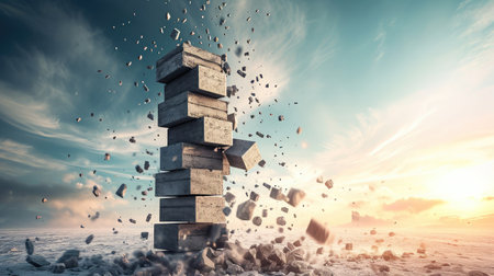 Fails Building Tower, Concept For Challenge And Fail In Businessの素材