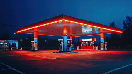 Gas station in a serviceの素材