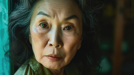 Serious mature asian womanの素材
