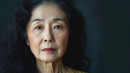 Serious mature asian womanの素材