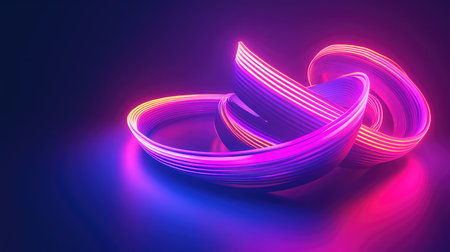 colorful background with abstract shape glowing in ultraviolet spectrum, curvy neon lines, Futuristic energy conceptの素材