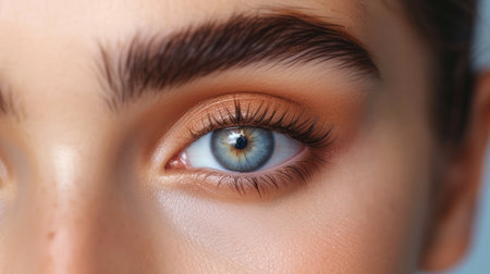 Eyebrows correction. Shape. Perfect natural eyebrows and eyelashes. Lush eyebrow. Natural make up. Beauty. Eyebrows and eyelashes close upの素材