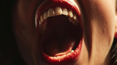 Open mouth woman close upの素材