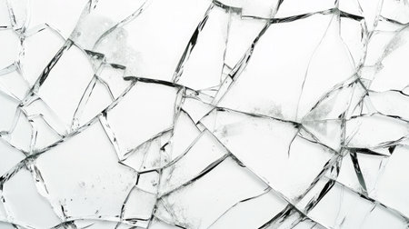 Cracked glass on a white background textureの素材