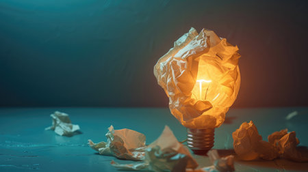 Idea and creativity concepts with paper crumpled ball and lamp.Think out of box.Business solution. --ar 16:9 --v 6 Job ID: 41782acf-55ae-475b-b12a-77f6dc099566の素材