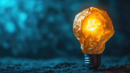 Inspiration concept roll paper light bulb metaphor for good idea.の素材