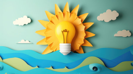 Inspiration concept roll paper light bulb metaphor for good idea.の素材