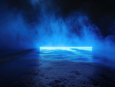 Dark empty scene, blue neon searchlight light, wet asphalt, smoke, night view, rays. --ar 4:3 --v 6 Job ID: 424d3882-efd5-47d0-a8df-8ea7261c27e6の素材