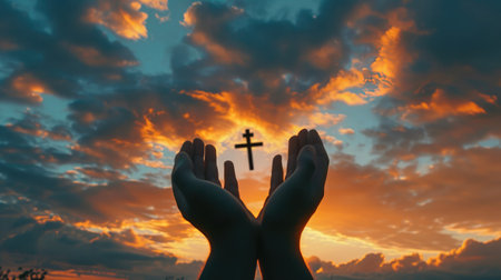 Hands, bless the cross in the sky.の素材