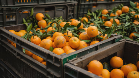 oranges in crates --ar 16:9 --v 6 Job ID: 8fd9fb99-df52-4371-876d-0957d4b3220cの素材