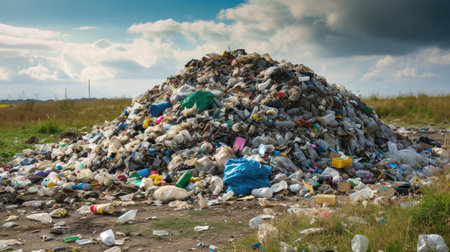 Pile of domestic garbage in landfillの素材