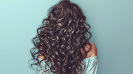 Portrait of a beautiful girl with luxurious curly long hair. Back view. --ar 16:9 --v 6 Job ID: aec2292e-223b-4be9-be7f-c5812b5af378の素材