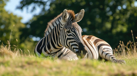 Zebra relaxing at Cotswold wildlife Parkの素材