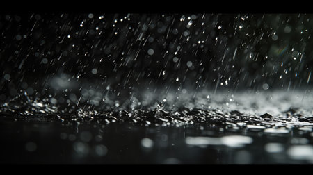 rain on black isolated backgroundの素材