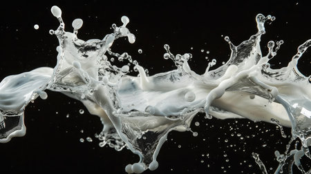 Wavy splash, isolated on black backgroundの素材