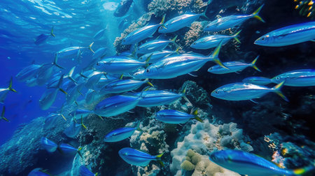 blue Indian Mackerel underwater along the dive site main marine life resources underの素材