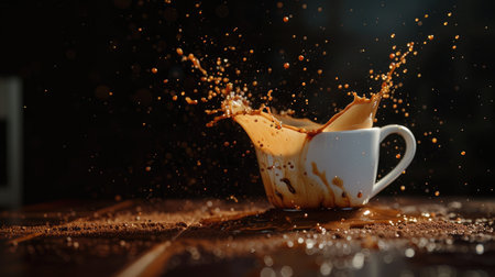 Coffee splash from a cupの素材