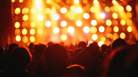 Crowd at concert and blurred stage lightsの素材
