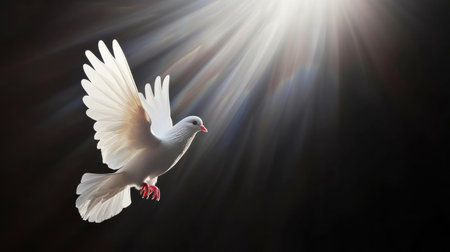 White dove flying on black background and Clipping path .freedom concept and international day of peaceの素材