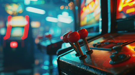 Joystick of a vintage arcade videogameの素材