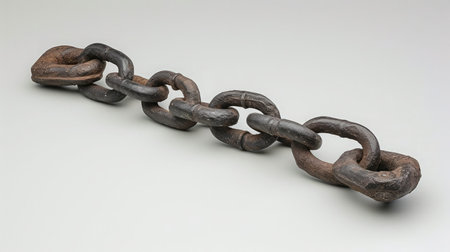 Old chains, or shackles, used for locking up prisoners or slavesの素材