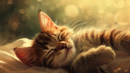 cat is sleeping happilyの素材