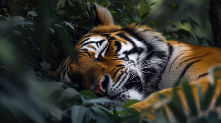 tiger is sleeping happilyの素材