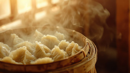 Chinese Streamed Dumpling in Bamboo Basketの素材