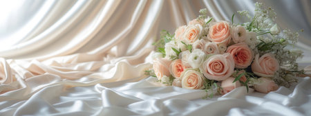 Smooth elegant white silk can use as wedding backgroundの素材