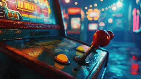 Joystick of a vintage arcade videogameの素材