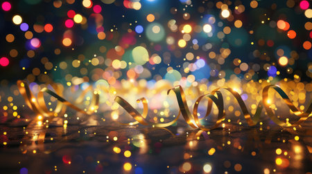 Party Background with lights and serpentineの素材