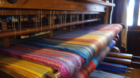 Weaving shuttle on the color warpの素材