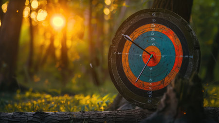 Arrow hit goal ring in archery targetの素材