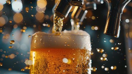 Droplets on freshly poured beerの素材