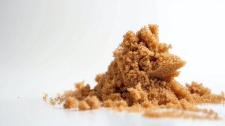 brown muscovado sugar isolated on a white backgroundの素材