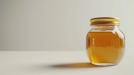 honey jar on white backgroundの素材