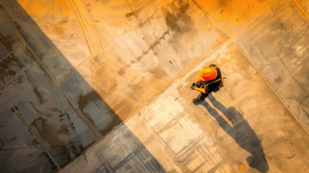 aerial view of construction worker in construction siteの素材