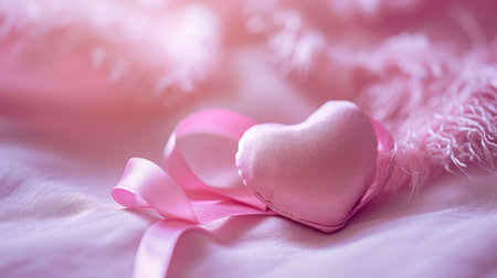 pink ribbon and heartの素材
